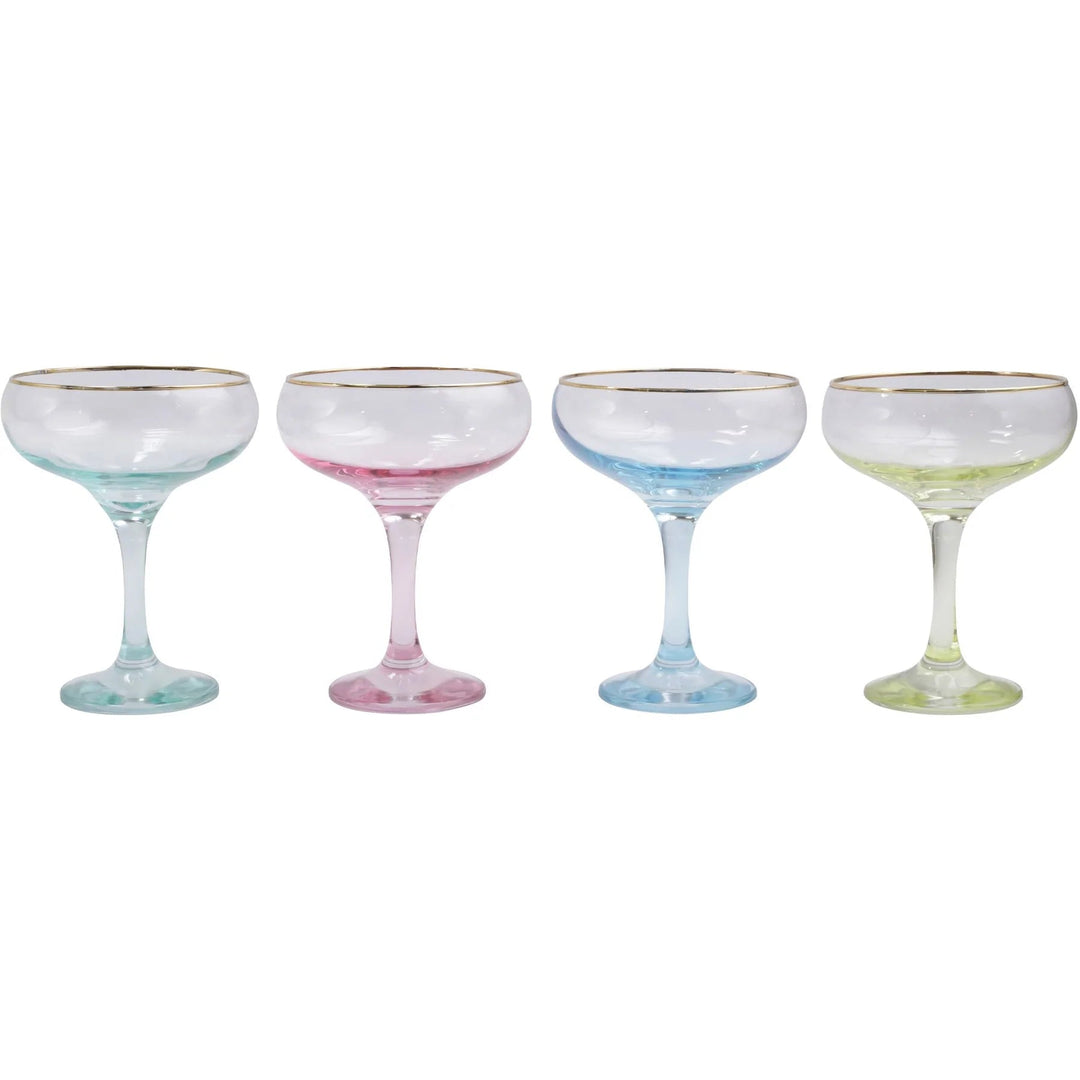Rainbow Assorted Coupe Champagne Glasses - Set of 4 Wine Glasses Vietri 
