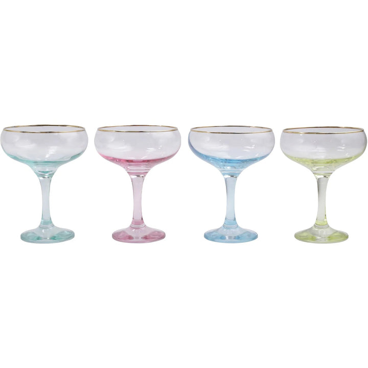 Rainbow Assorted Coupe Champagne Glasses - Set of 4 Wine Glasses Vietri 