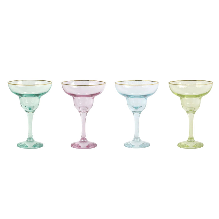 Rainbow Assorted Margarita Glasses - Set of 4 Wine Glasses Vietri 