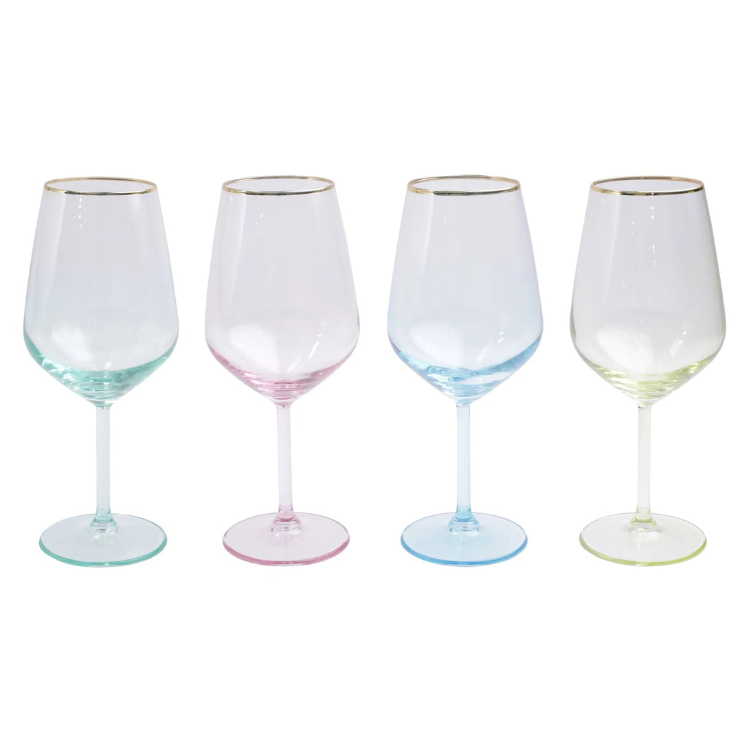 Rainbow Assorted Stemmed Wine Glasses - Set of 4 Wine Glasses Vietri 