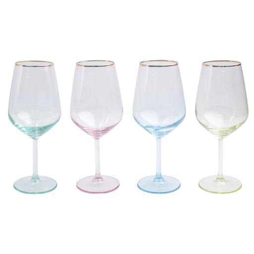 Rainbow Assorted Stemmed Wine Glasses - Set of 4 Wine Glasses Vietri 
