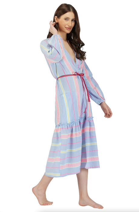Rainbow Cotton Striped Open Front Cover Up Cover Up America and Beyond 