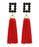 Rectangular Tassel Earrings - Red Earrings Golden Stella 
