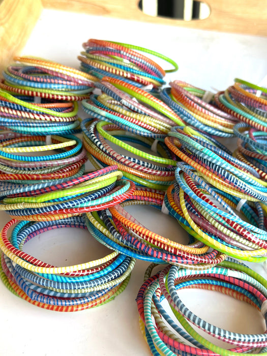 Recycled Flipflop Stack Bracelets - Set of 12 Bracelet New Charms - Kapicka 