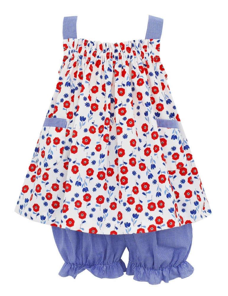 Red and Blue Provence Floral Bloomer Set Dress Anavini 