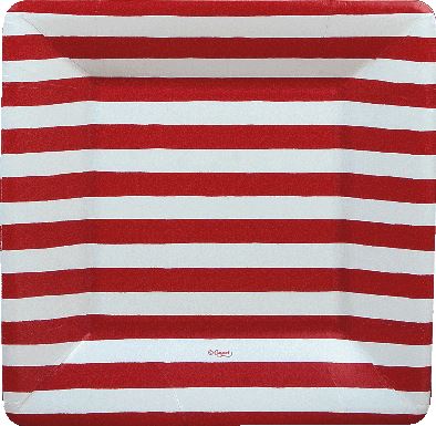 Red and White Stripe Salad and Dessert Plates - 8 Per Package Serving Piece Caspari 