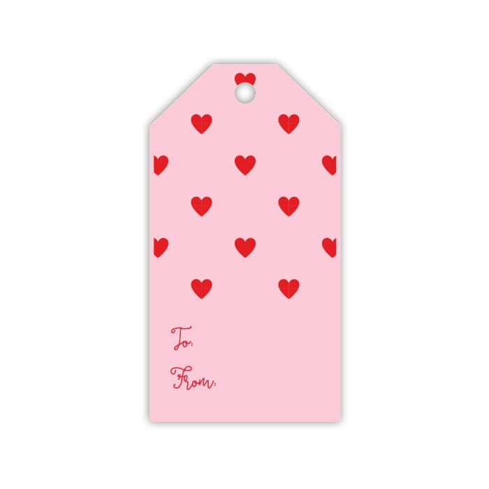 Red Hearts on Pink Gift Tag Gift Tags & Labels Rosanne Beck 