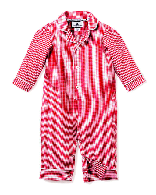 Red Mini Gingham Romper Pajamas Petite Plume 
