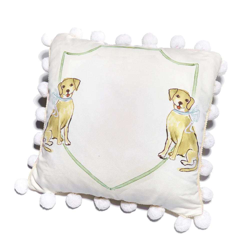 Retriever with Blue Bow Pillow Pillows Over The Moon 
