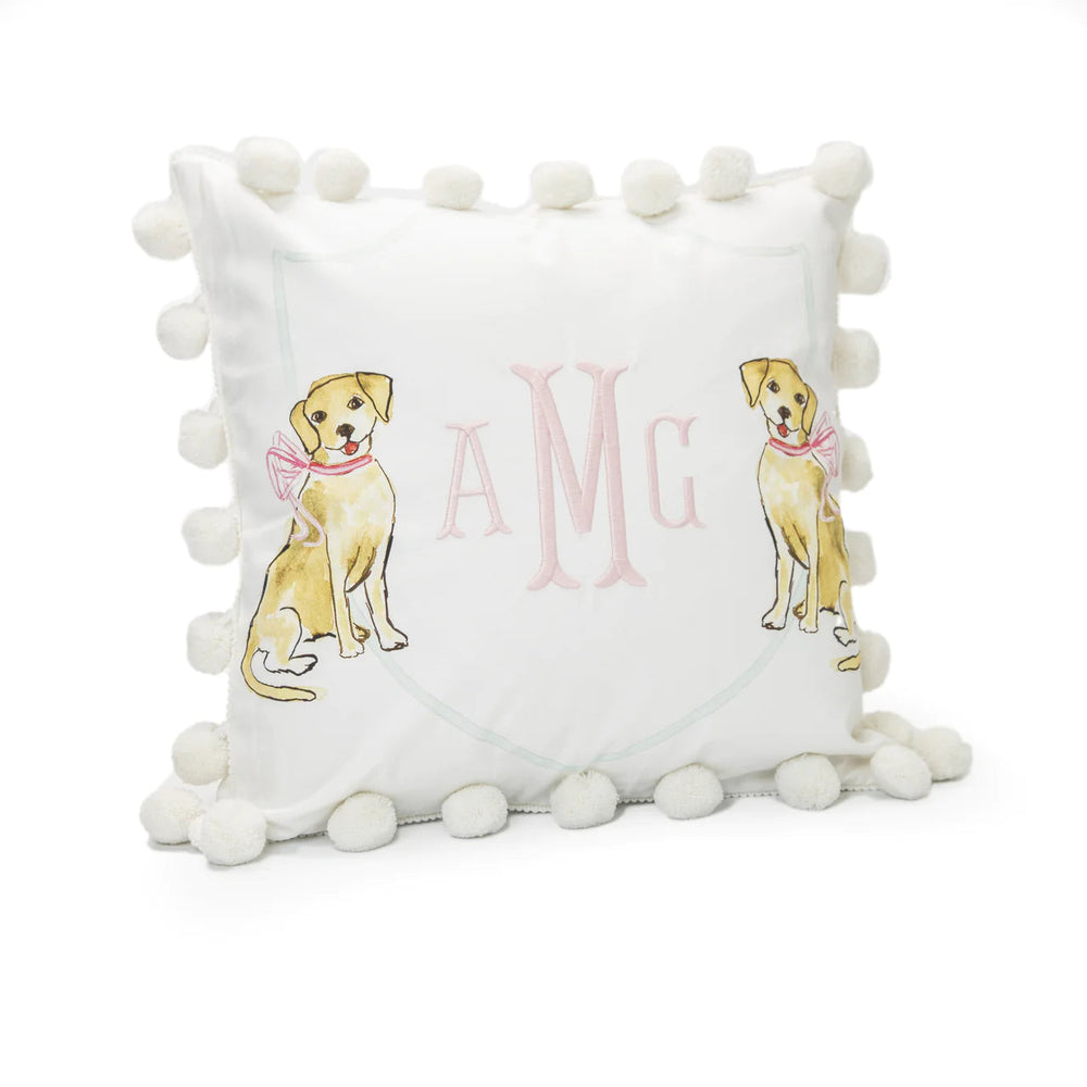 Retriever with Pink Bow Pillow Pillows Over The Moon 