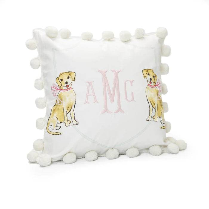 Retriever with Pink Bow Pillow Pillows Over The Moon 