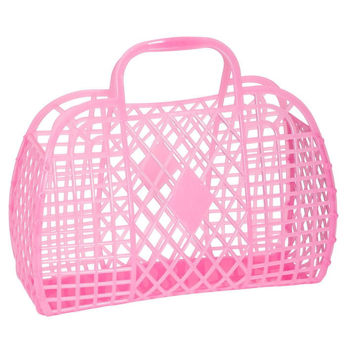 Retro Basket Tote - Large Bags and Totes Sun Jellies Neon Pink 