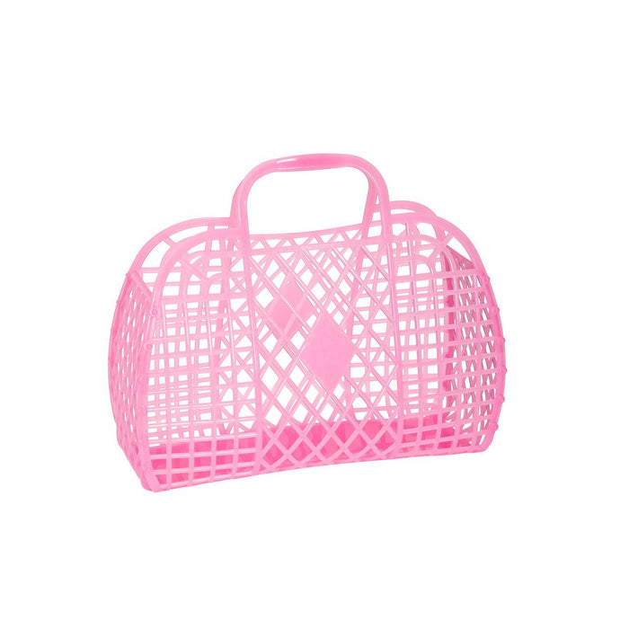Retro Basket Tote - Small Bags and Totes Sun Jellies Neon Pink 