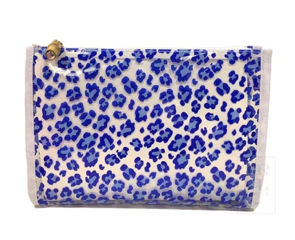 Road Tripper - Clear Cosmetic/Accessories Bags TRVL Design Blue Cheetah 