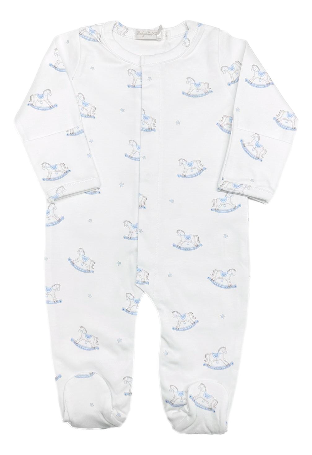 Rocking Horse Print Footie - Blue Boy Footie Baby Club Chic 