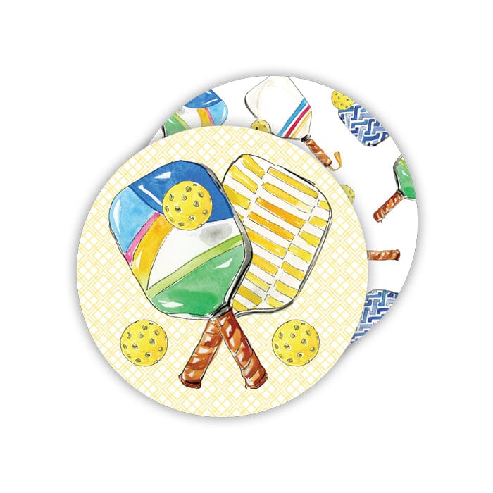 Round Coasters - Pickleball Paddles and Balls Coasters Rosanne Beck 