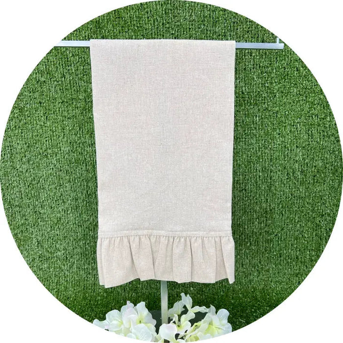 Ruffle Linen Blend Guest Towel Kitchen Towel The Royalty Collection Natural 