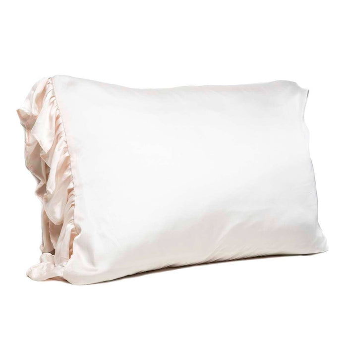 Ruffled Silky Standard Pillowcases pillow case Bella il Fiore Ivory 