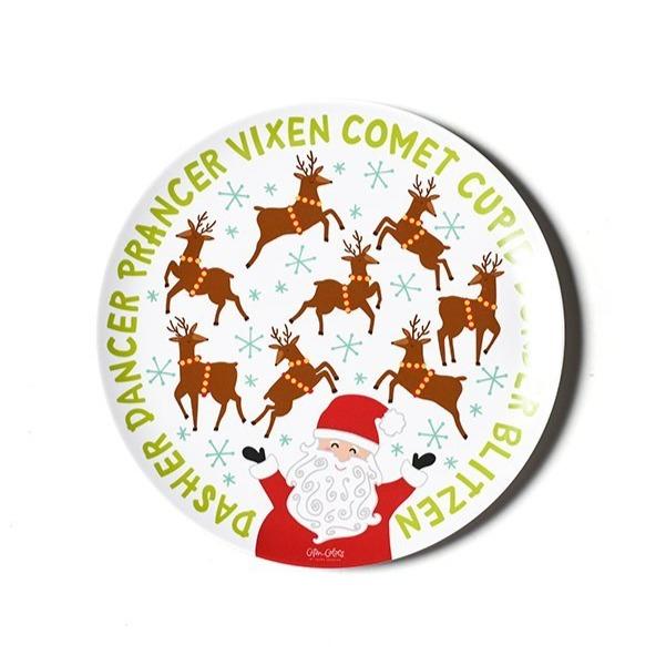 Santa and Reindeer Melamine Dinner Plate Serving Pieces Coton Colors 