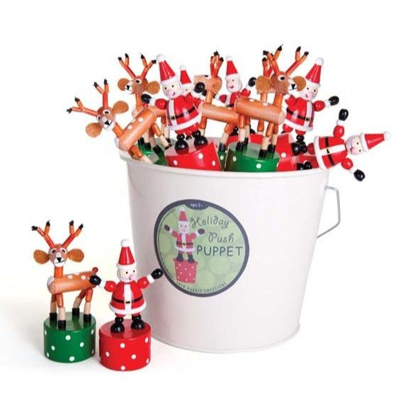 Santa and Reindeer Push Puppets Mini Toys Jack Rabbit 