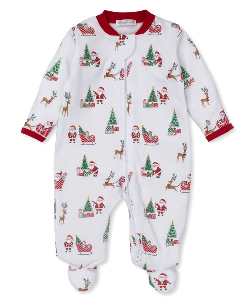 Santa's Sleigh Zip Pajamas Boy Footie Kissy Kissy 