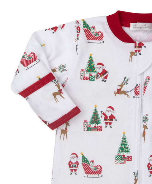 Santa's Sleigh Zip Pajamas Boy Footie Kissy Kissy 