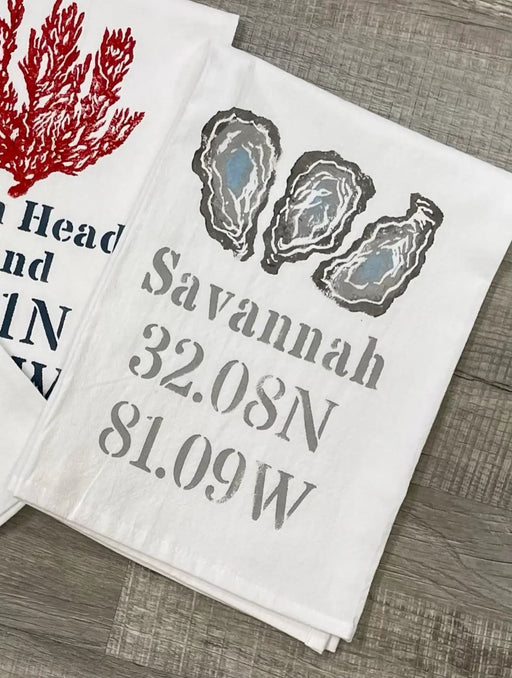 Savannah Oyster Flour Sack Kitchen Towel Low Country Linens 