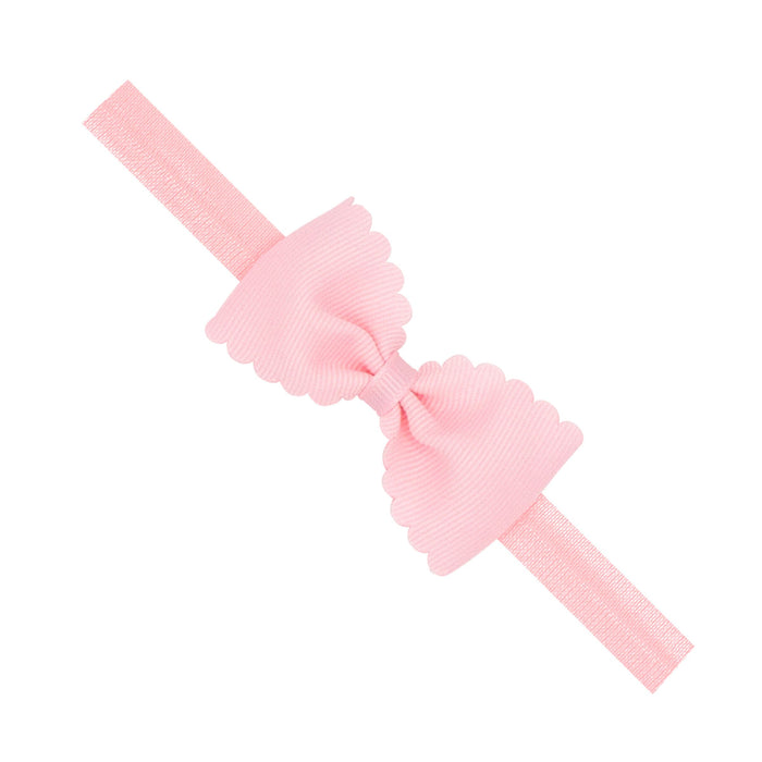 Scalloped Bows on Band Hair Bows WeeOnes Newborn 0-6 months Light Pink 