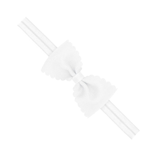 Scalloped Bows on Band Hair Bows WeeOnes Newborn 0-6 months White 