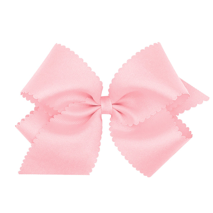 Scalloped Hair Bow - King Hair Bows WeeOnes Light Pink 
