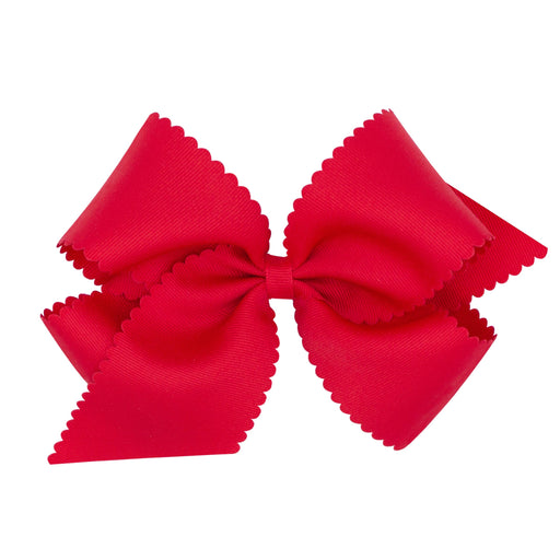 Scalloped Hair Bow - King Hair Bows WeeOnes Red 
