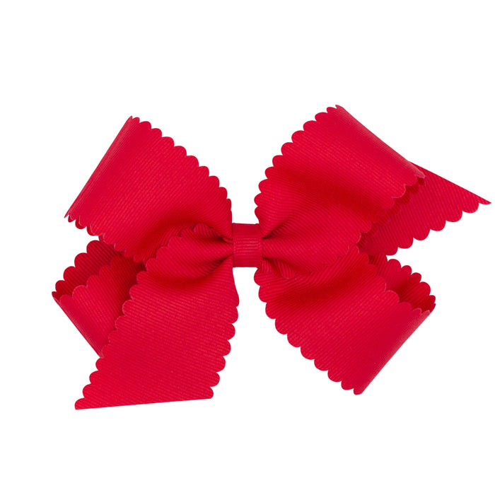 Scalloped Hair Bow - Medium Hair Bows WeeOnes Red 