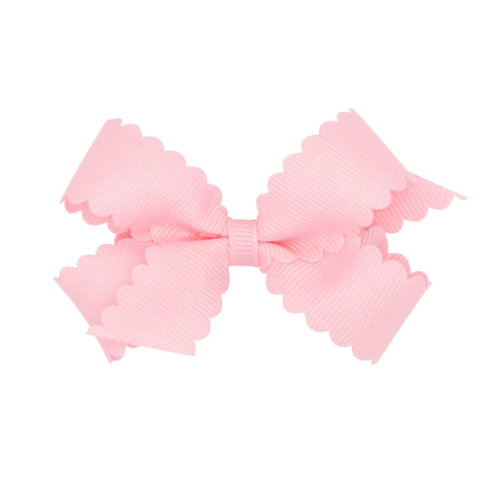 Scalloped Hair Bow - Mini Hair Bows WeeOnes Light Pink 