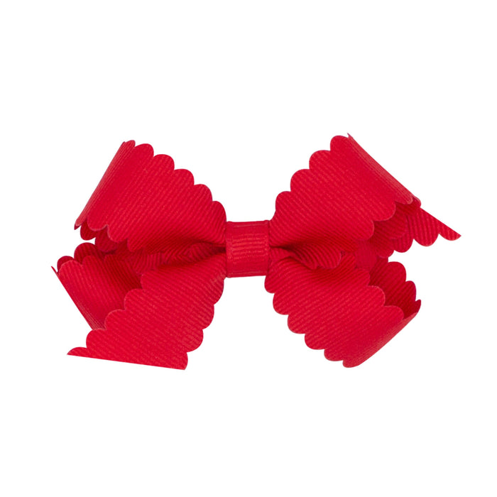 Scalloped Hair Bow - Mini Hair Bows WeeOnes Red 