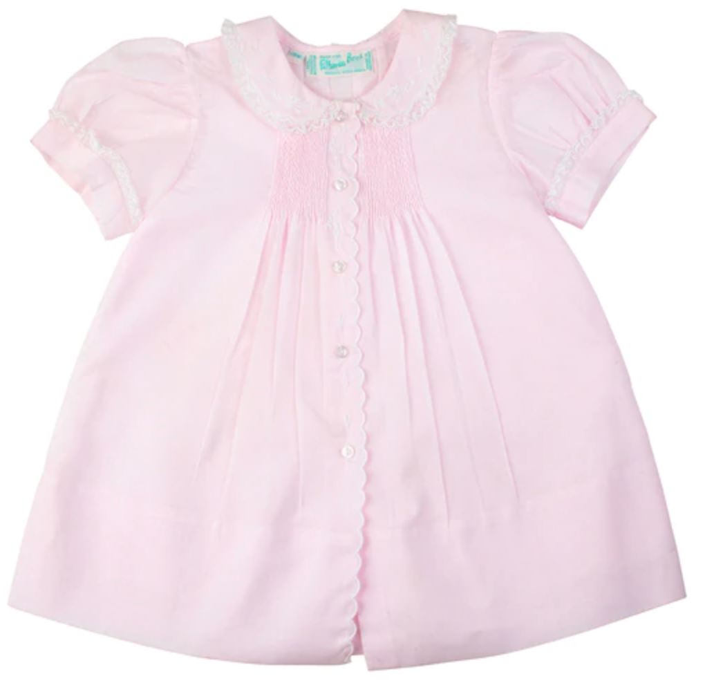 Scalloped Trim Slip Dress Baby Gown Feltman Brothers Pink 3m 