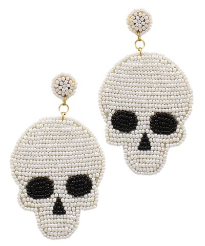 Seed Bead Skull Earrings Earrings Golden Stella 