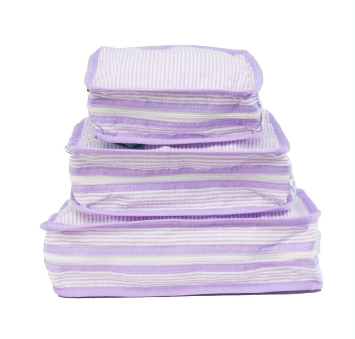 Seersucker Stacking Set Cosmetic/Accessories Bags OhMint Lilac 