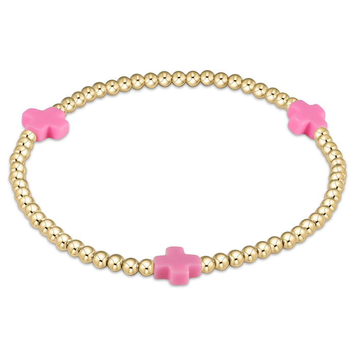 Signature Cross 3mm Bead Bracelet Bracelet eNewton Bright Pink 