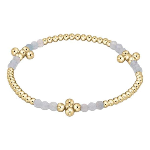 Signature Cross Gold Bliss Pattern 2.5mm Bead Bracelet - Gemstones Bracelet eNewton Aquamarine 