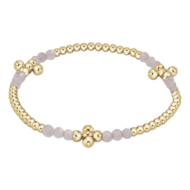 Signature Cross Gold Bliss Pattern 2.5mm Bead Bracelet - Gemstones Bracelet eNewton Moonstone 