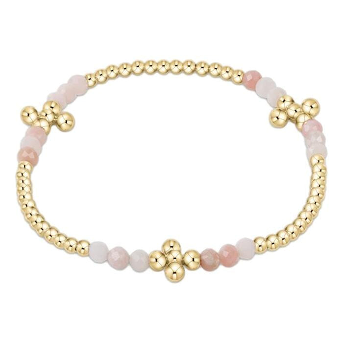 Signature Cross Gold Bliss Pattern 2.5mm Bead Bracelet - Gemstones Bracelet eNewton Pink Opal 