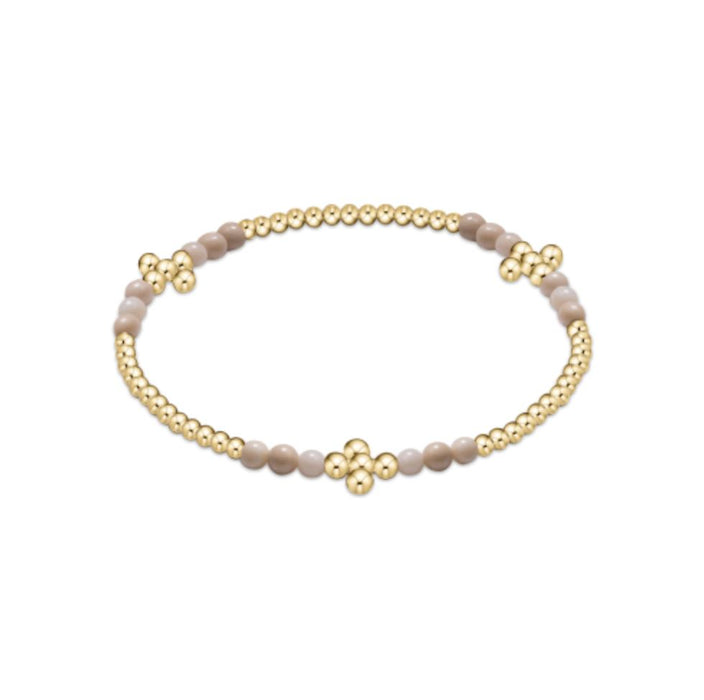 Signature Cross Gold Bliss Pattern 2.5mm Bead Bracelet - Gemstones + Pearl Bracelet eNewton Riverstone 