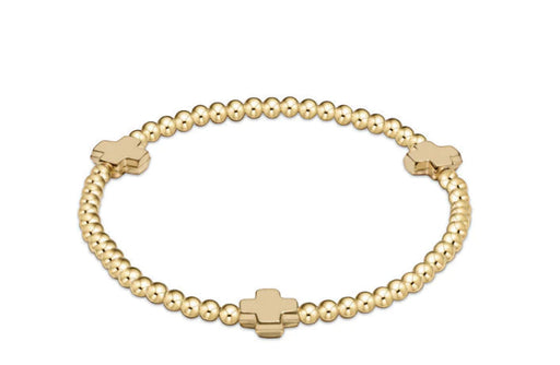 Signature Cross Gold Pattern 3mm Bead Bracelet- Gold Bracelet eNewton 