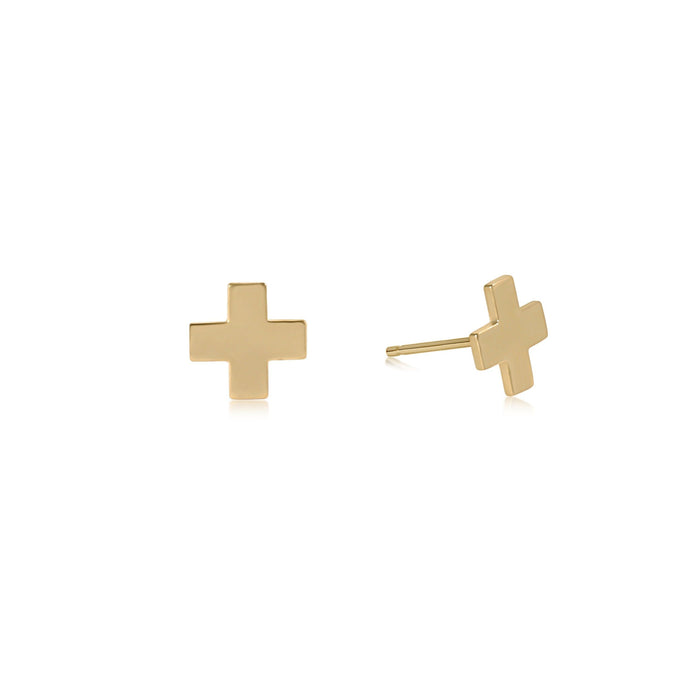 Signature Cross Gold Studs Earrings eNewton 