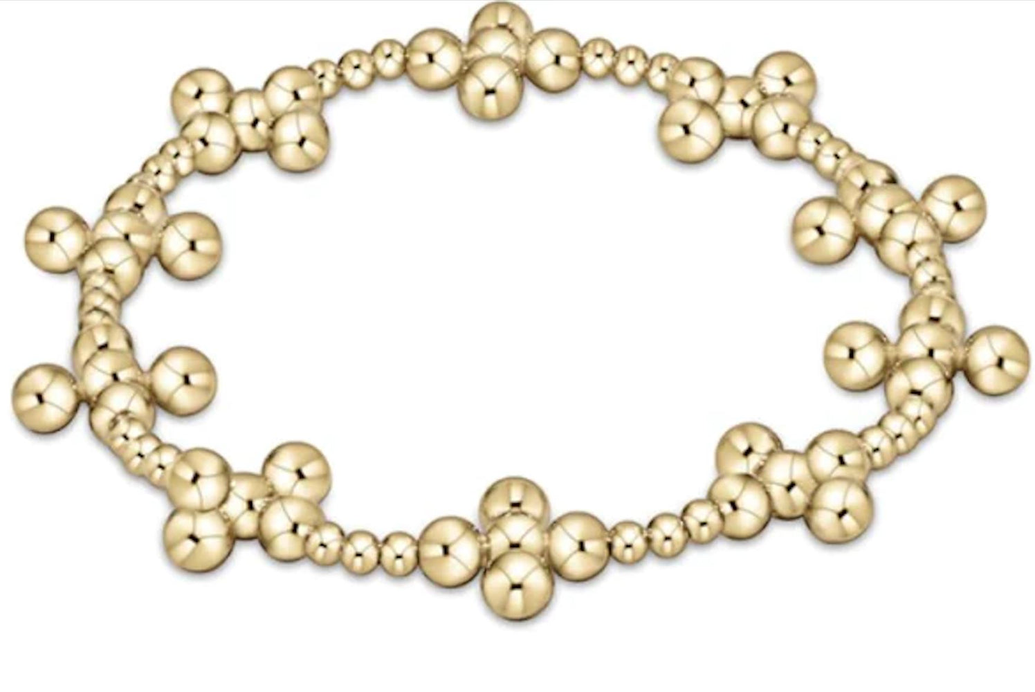 Signature Cross Sincerity Pattern 2.5mm Bead Bracelet - Classic Beaded Signature Cross Gold - 4mm Bead Gold Bracelet eNewton 