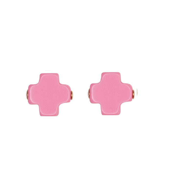 Signature Cross Studs Earrings eNewton Bright Pink 