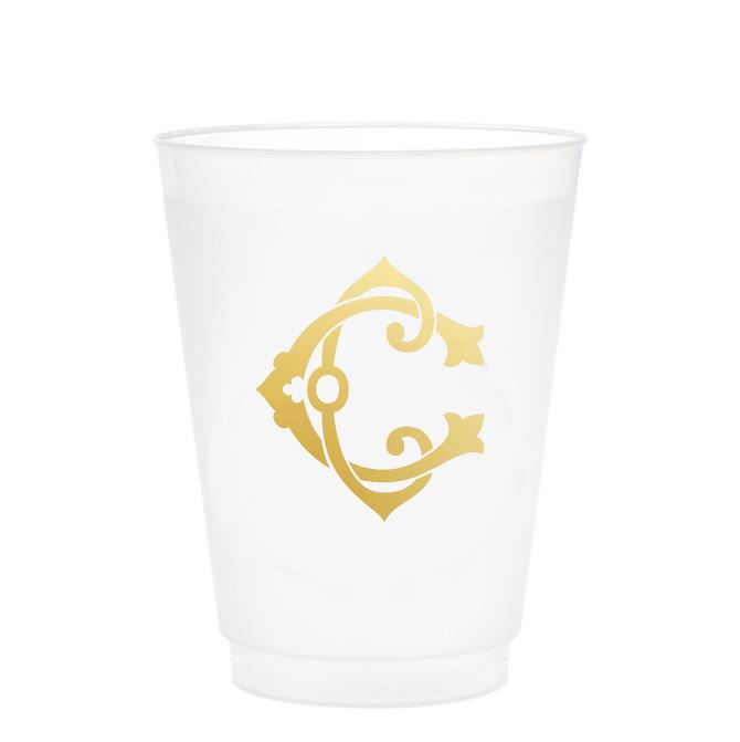 Single Initial Frosted Cups in GOLD Shatterproof Cups Print Appeal C 