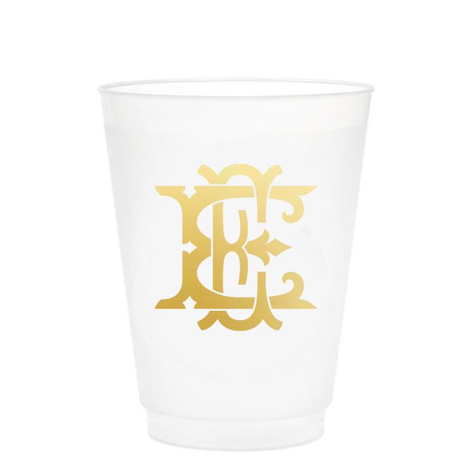 Single Initial Frosted Cups in GOLD Shatterproof Cups Print Appeal E 