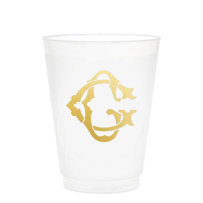 Single Initial Frosted Cups in GOLD Shatterproof Cups Print Appeal G 