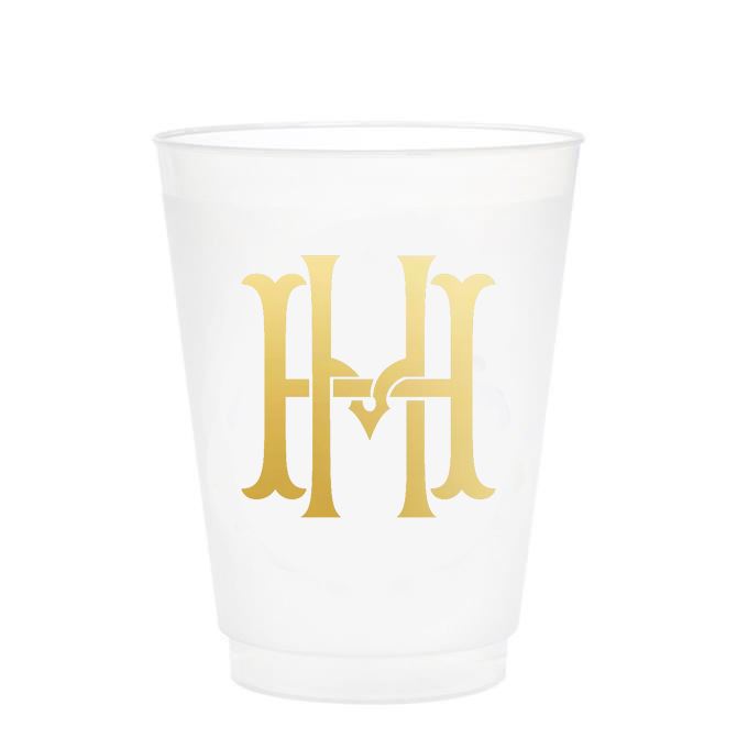 Single Initial Frosted Cups in GOLD Shatterproof Cups Print Appeal H 
